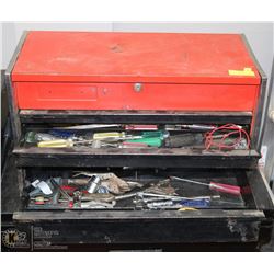 RED TOOL BOX WITH  4 DRAWERS AND CONTENTS