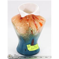 ITALIAN ART GLASS FEMALE TORSO VASE 9" X 6".