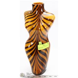 ITALIAN ART GLASS FEMALE TORSO VASE  14"X6".