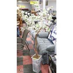 ARTIFICIAL SILK CHERRY BLOSSOM TREE IN GREY VASE -