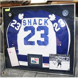 SIGNED EDDIE SHACK JERSEY WITH COA DISPLAY WITH