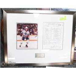 OILERS DISPLAY KEVIN LOWE FIRST OILERS GAME 28X22