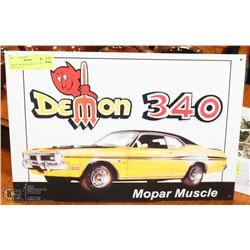 DEMON 340 MOPAR MUSCLE TIN SIGN, 16 X 11