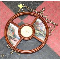 VINTAGE WOOD WALL CLOCK WITH THOMAS KINKADE
