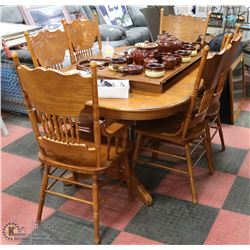 7PC WOOD DINING TABLE INCL 1 LEAF AND 5 CHAIRS
