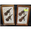 Image 1 : 2 FRAMED GLASS WALL PLAQUES OF VIOLINS - METAL.