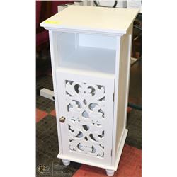 WHITE CARVED STYLE END TABLE