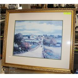 35 X 29 FRAMED LANDSCAPE SCENE PICTURE BY KENT