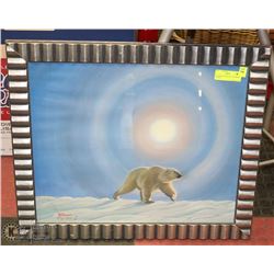 POLAR BEAR PRINT BY OLD BROWN FRAMED