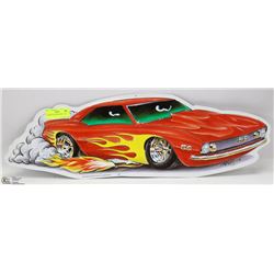 FLAMING SS CAR TIN SIGN, 30 X 9