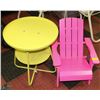 Image 1 : KIDS FOLDING PINK PATIO CHAIR WITH YELLOW METAL