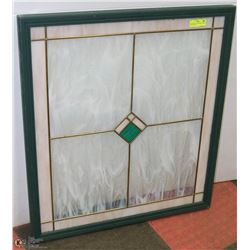 LARGE PIECE OF STAINED GLASS IN WOOD FRAME