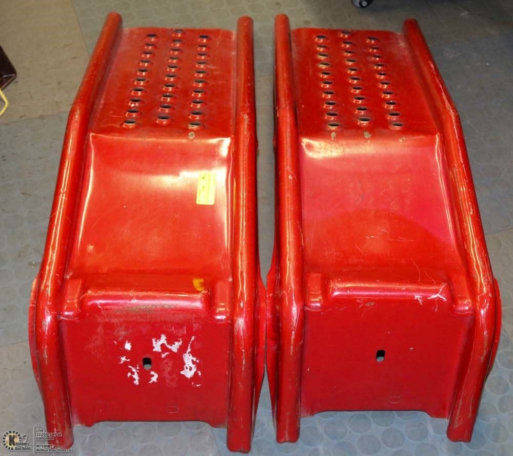 Red Car Ramp ONE SET OF RED METAL CAR RAMPS.