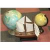 Image 1 : LOT OF VINTAGE WORLD GLOBES PLUS CARVED SAILING