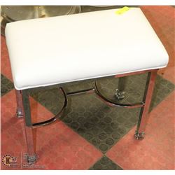 CHROME AND WHITE LEATHERETTE STOOL