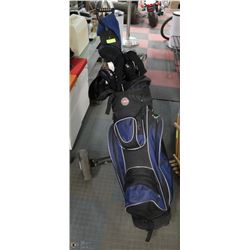 SET OF RAM GOLF CLUBS WITH BAG AND CART.