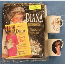 PRINCESS DIANA LOT INCL COLLECTOR MUGS & PLATE,