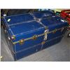 Image 1 : LARGE VINTAGE BLUE STEAMER TRUNK - 40"X21"X22".