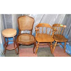 ESTATE LOT OF 4 ASSORTED CHAIRS