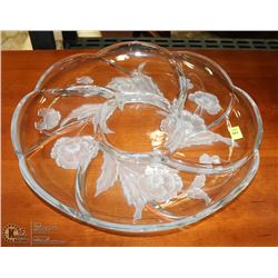 FLORAL CUT GLASS PARTY DISH