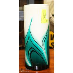 ART GLASS VASE, 13" TALL