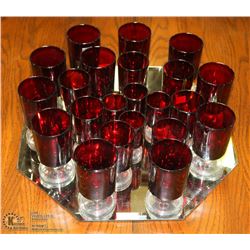LOT OF CRANBERRY GLASSES (GLASS DISPLAY NOT INCLUDED)