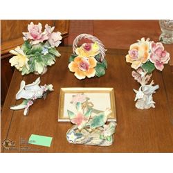 ESTATE LOT OF 7 FLORAL ORNAMENTS SOME ARE
