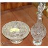 Image 1 : ESTATE CUT GLASS DISH WITH LID INCL DECANTER