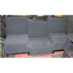 GROUP OF 3 GREY FABRIC SIDECHAIRS-ONE MISSING LEGS