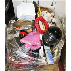 PALLET OF MISC INCLUDES PORTER CABLE COMPRESSOR,