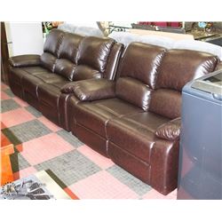 NEW BROWN LEATHERETTE RECLINING 77" SOFA WITH55"