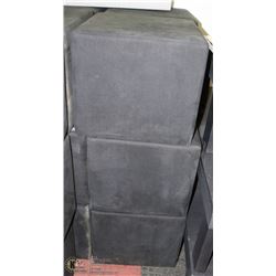 GROUP OF 3 GREY FABRIC OTTOMANS