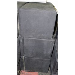 GROUP OF 3 GREY FABRIC OTTOMANS