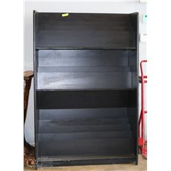 USED UPRIGHT WOODEN FILE RACK BLACK IN COLOR