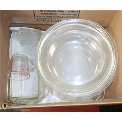 BOX OF ASSORTED PYREX