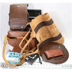 BOX WITH ASSORTMENT OF ESTATE INCL LEATHER WOOD