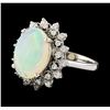3.20 ctw Opal and Diamond Ring - 14KT White Gold