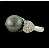 Image 1 : Pearl and Diamond Ring - 14KT White Gold