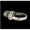 Image 3 : Pearl and Diamond Ring - 14KT White Gold