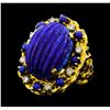 Image 1 : 17.00 ctw Lapiz Lazuli and Diamond Ring - 14KT Yellow Gold