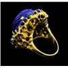 Image 3 : 17.00 ctw Lapiz Lazuli and Diamond Ring - 14KT Yellow Gold