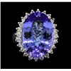 Image 2 : 10.74 ctw Tanzanite and Diamond Ring - 14KT White Gold