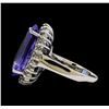 Image 3 : 10.74 ctw Tanzanite and Diamond Ring - 14KT White Gold