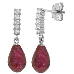 Genuine 6.75 ctw Ruby & Diamond Earrings Jewelry 14KT Rose Gold - REF-39K4V