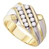 Image 1 : 0.50 CTW Mens Diamond Double Row Ring 10KT Yellow Gold - REF-44M9H