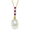 Image 1 : Genuine 4.15 ctw Pearl, Ruby & Diamond Necklace Jewelry 14KT Yellow Gold - REF-20H4X