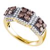 Image 1 : 1.35 CTW Cognac-brown Color Diamond Cluster Ring 10KT Yellow Gold - REF-82X4Y