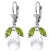 Genuine 14.4 ctw White Topaz & Peridot Earrings Jewelry 14KT White Gold - REF-46K7V