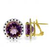 Genuine 12.4 ctw Amethyst, White & Black Diamond Earrings Jewelry 14KT Yellow Gold - REF-124R2P