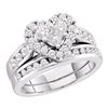 1 CTW Princess Diamond Heart Bridal Engagement Ring 14KT White Gold - REF-119W9K